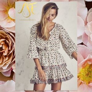 LoveShackFancy Cream Popover Tiered Dress Medium